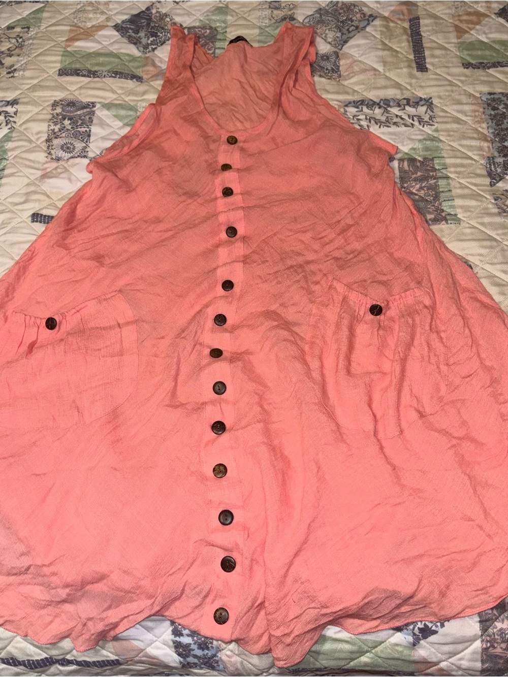 Coral Button-Down Women’s Swim Coverup Tunic